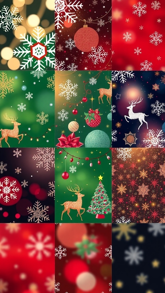 Matching Christmas Wallpapers for Best Friends Matching Christmas wallpapers with snowflakes, reindeer, and Christmas trees in festive colors.
